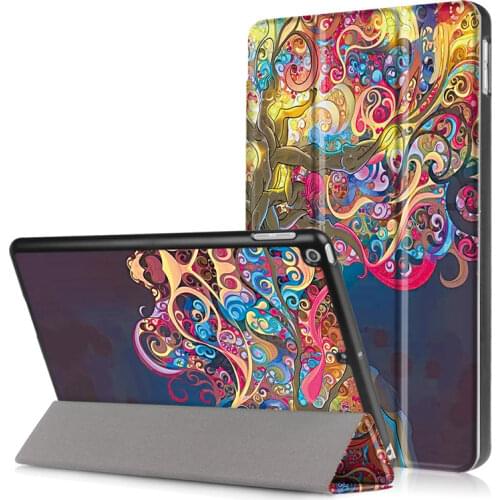 Case for iPad 2017 9.7 Colorful 3D Print PU Leather+Ultra Slim Light Weight Hard PC Back Cover for iPad 2018 A1822 tablet case
