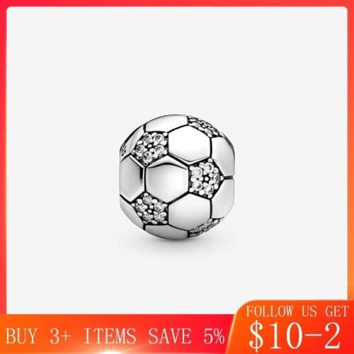 2020 Spring New 925 Sterling Silver Beads Sparkling Football Charms fit Original 3mm Bracelets For Women DIY Jewelry 2003