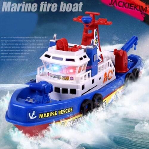 High Quanlity High Speed Music Light Electric Marine Rescue Fire Fighting Boat Toy Kids Toys Gifts Free Shipping