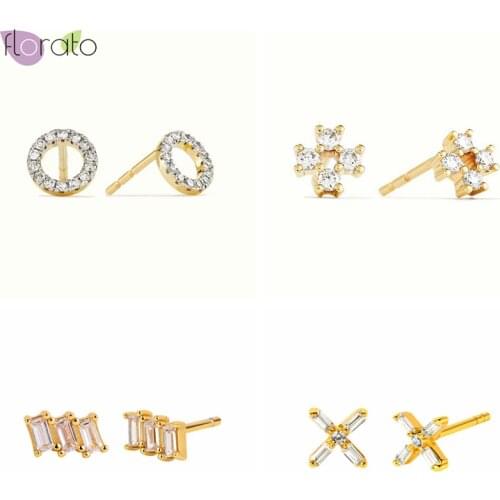 925 Sterling Silver Ear Needle Simple CZ Stud Earrings Fashion Exquisitely Customized Birthday Gifts For Women Wedding Jewelry