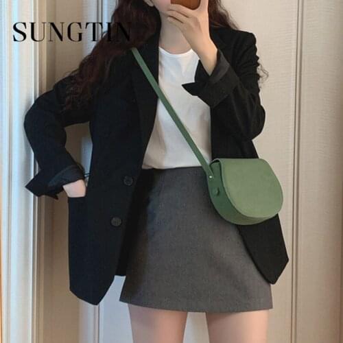 Sungtin Elegant Office Lady Blazer Jacket Women Loose Casual Black Outwear Spring Autumn Suit Blazer Coats Plus Size Korean OL