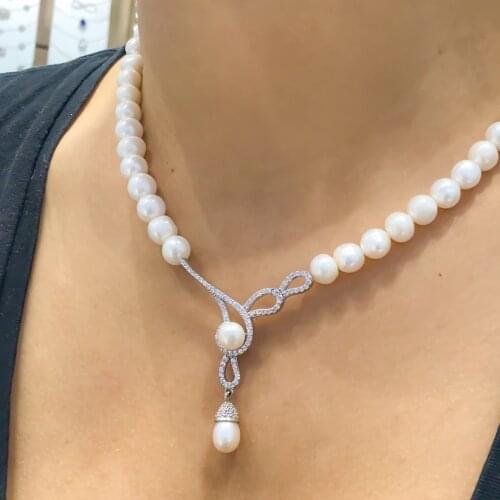 Gold Model Top Quality Silver Pearl Choker Necklace