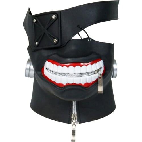 1pcs Cosplay Tokyo Ghoul 2 Kaneki Ken Mask Adjustable Zipper Prop Masks Latex Cool Mask Blinder Anime Cosplay Top Quality