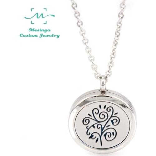 1 piece Mesinya 25mm Graceful Flower Aromatherapy / Essential Oils Stainless Steel Diffuser magnet Locket Necklace
