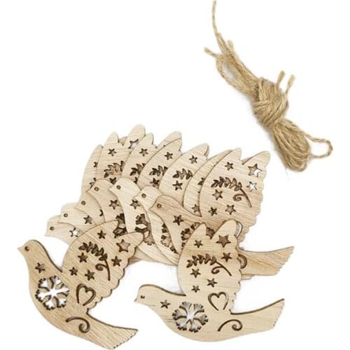 10pcs Unfinished Christmas Wooden Ornaments Predrilled Natural Wood Slices for DIY Crafts Centerpieces Christmas Hanging Decor