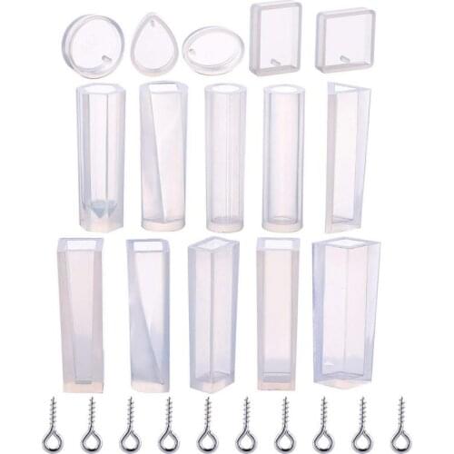 115Pcs/Set Assorted Design Resin Casting Molds Silicone Jewelry Making Molds Set Mini Screw Eye Pins for Jewel