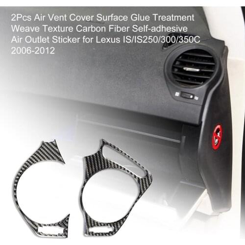 2Pcs Air Vent Cover Weave Texture Carbon Fiber Self-adhesive Air Outlet Sticker Decal Trim for Lexus IS/IS250/300/350C 2006-2012