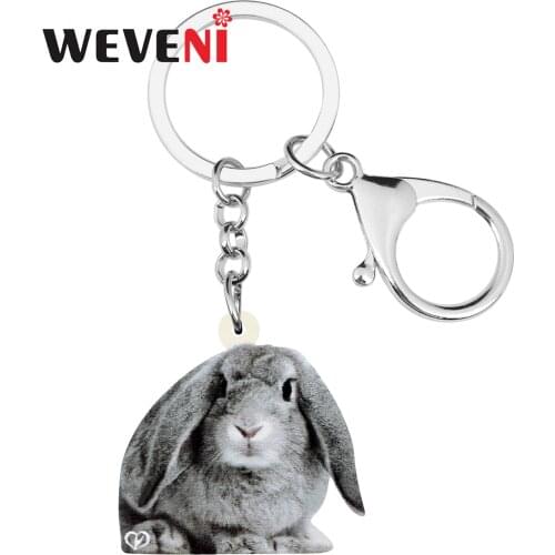 WEVENI Acrylic Grizzle Easter Hare Rabbit Bunny Keychains Keyring Pet Animal Key Chain Jewelry Women Teens Car Handbag Accessory