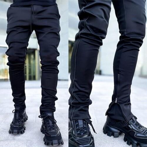 Mens Side Pockets Cargo Harem Pants 2021 Reflective Black Hip Hop Casual Male Joggers Trousers Fashion Casual Streetwear Pants
