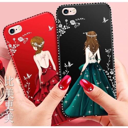 Pretty Girl Luxury Case For iPhone 6 6s 7 8 Plus X Xs SE 2020 Rhinestone Case Soft TPU Back Jewelled Clear Silicone Cover