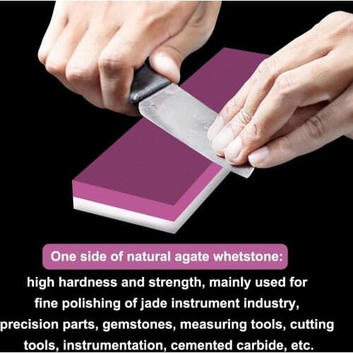 CHEERBRIGHT New Ruby&Natural agate Whetstone Double-side 3000# and 10000# grit Knife Sharpener Stone Oilstone 100x25x10mm