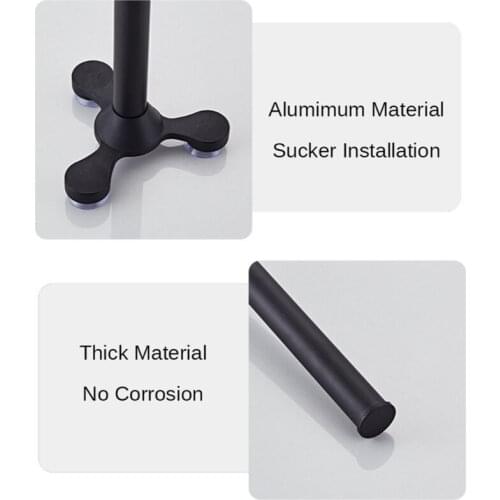 K1KA Suction Cup Kitchen Roll Paper Holder Space Aluminum Standing Paper Towel Holder Movable Fresh Film Storage Shelf