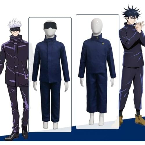 Kids Jujutsu Kaisen Anime Gojo Satoru Cosplay Costumes Children Halloween Fushiguro Megumi Tops Pants Wigs Suits Boys Girls