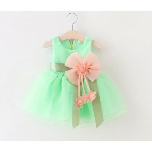Baby Dresses for Girls Summer Cotton Baby Dress With Sashes 2018 Sleeveless Cute Solid Mesh Princess Dresses Baby Girl Clothing
