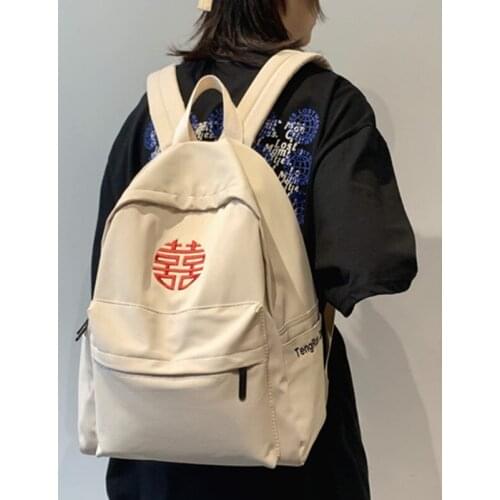 Girl Travel Muti-Pocket Backpack Book Bag 2021 Embroidery Women Backpack Fashion Female Nylon Schoolbag Bag for Teenager