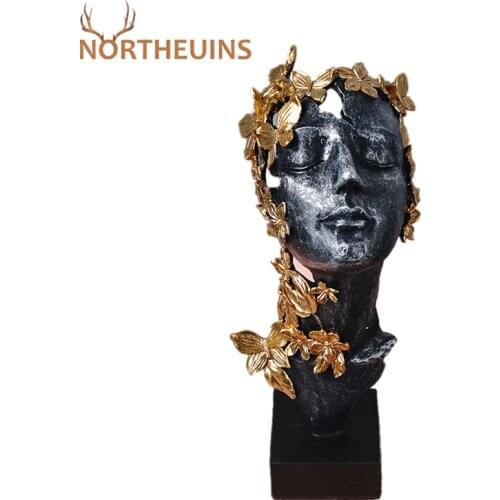 NORTHEUINS Resin Butterfly Girl Statues Creative Goddess Figure Figurines For Interior Modern Desk Home Decor Accessories Gifts