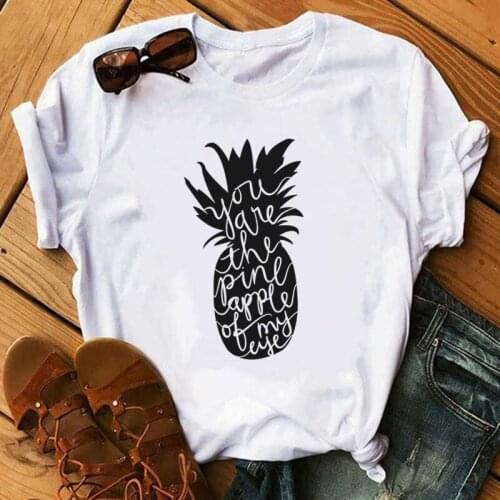 Black Pineapple Woman Tshirts Harajuku Kpop White Casual T Shirt Aesthetic Short Sleeve Summer Women Tops