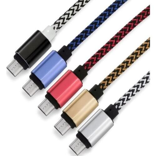 100pcs/lot High Quality 1m Hemp Rope Micro USB Cable Mobile Phone Charging Cable for Samsung for HTC lg Android Phone