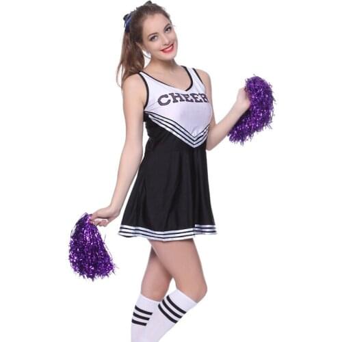 Carnival Cheerleader Costume High School Basketball Player Pompom Uniform Athletic Cosplay Halloween Fancy Party Dress