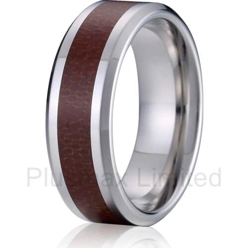 Anel expression of commitment matching titanium steel wood style 8mm wedding band anniversary couples rings