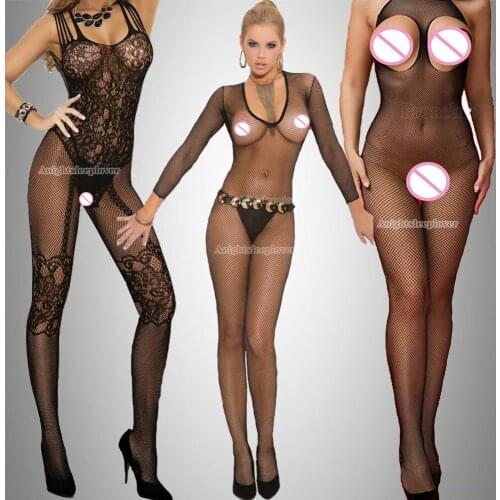 3 Pics Bodystocking Lingerie Bodysuit Underwear Porn Thigh Sexy Fishnet Women Erotic Hot babydoll Costumes Open Crotch Plus