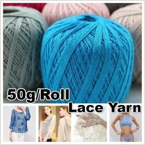 50g/1 Roll Lace Crochet Thread Cotton Thread Lace Yarn Summer Cotton Wool Fine Yarns for Hand Knitting