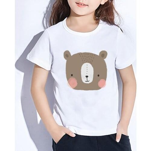 Summer Kids T-shirts Mermaid/Bear Print Short Sleeve For Boys And Girls Kawaii Cartoons T Shirt Children Funny Clothes,YKP054