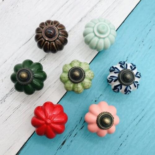 Hot Selling 34mm Dia Ceramic Knobs Handles Dresser Drawer Kitchen Cabinet Pull Cupboard Handle Multi-design
