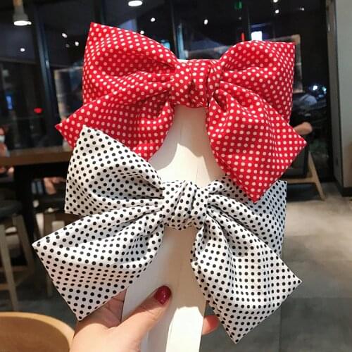 Fashion French Style Dot Top Head Hair Bows Handmade Bowknot French Clips Ponytail Hairpin Snap Grips Headwear Headdress