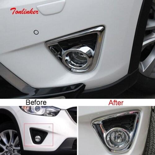 Tonlinker Exterior Front Fog light position Cover stickers for Mazda CX5 2013-15 Car styling 4 PCS ABS Chrome Cover stickers
