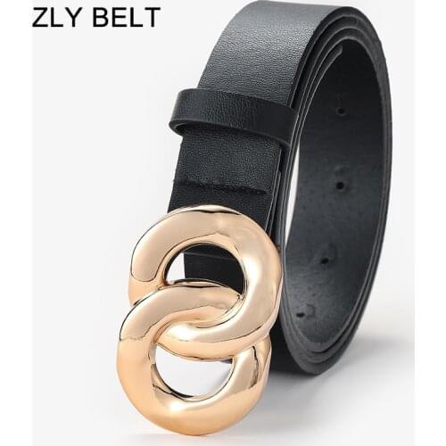 2021 New Fashion Solid Belt Women Men Unisex Female PU Leather Material Metal Circle Buckle Casual Style Luxury Brand Designer
