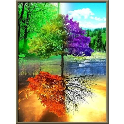 Landscape Tree DIY Cross Stitch Embroidery 11CT Kits Craft Needlework Set Cotton Thread Printed Canvas Home Wholesale