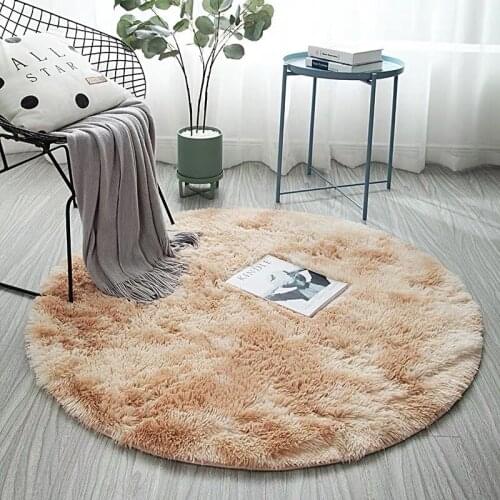 Plush Carpet Fluffy Round Thick Bed Rug Anti-slip Floor Soft Rug Kids Room Window Bedside Rugs Soft Velvet Mat Home Decor
