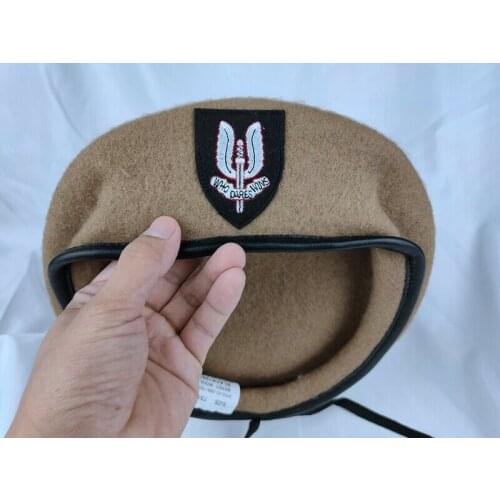 British Army Special Forces khaki Wool Beret Air Service SAS "WHO DARES WINS" Military CAP
