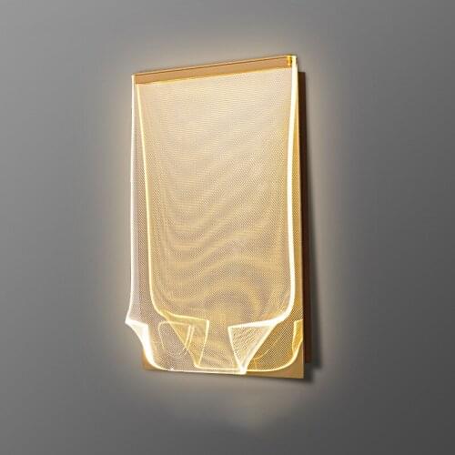 Nordic LED Iron Acrylic Wall Lamp Modern Design Gold Wall Lamps for Staircase Wall Sconce Lamps Bedroom Bedside Decor Wall Light