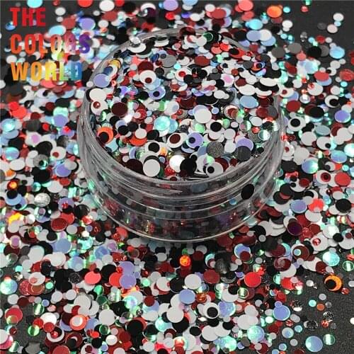 TCT-265 Mix Colors Round Dot Shape Nails Glitter Nails Art Decoration Body Glitter Tattoo Gel Makeup Face Painting Festival DIY