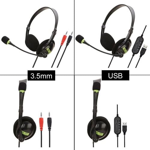 USB/3.5mm Gaming Headset Head-mounted with Mic Wired 3D Surround Stereo Super Bass Headphones for Laptop Computer PC Earphones