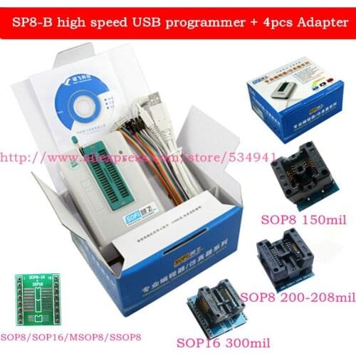 SOFI SP8-B high speed usb programmer+4cs adapter (93/24/25/BR90/ flash eeprom), over 5000 chips have also SP8-A SP8-F SP16-B