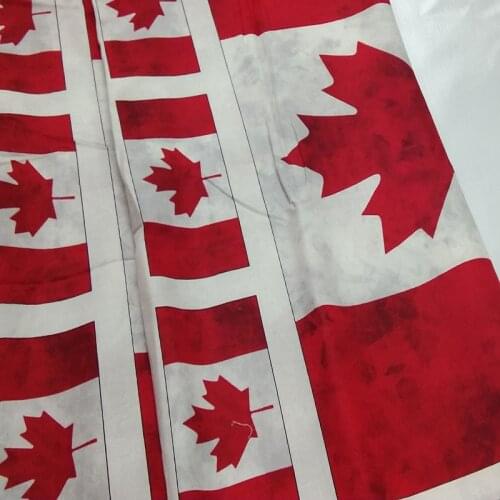 Viaphil 100% Cotton Fabric Brand New Various Sizes Red Canada Maple Check Printed Sewing Cloth Dress Clothing Textile Tissue