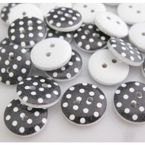 WBNWOL Printed wood buttons black 13mm&15mm round black shirt buttons DIY sewing accessories
