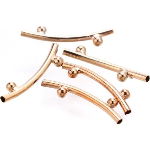 20 pcs 2x25mm curved tube bracelet spacer bead connectors earrings silver rose gold plated jewelry findings accessories