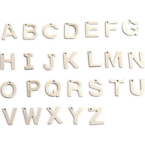 26pcs/set Small 304 Stainless Steel Alphabet Charms Pendant Letter A~Z for Jewelry Making 11~12x5.5~11x0.5~0.8mm