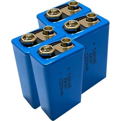 4PCS ER9V 1200mAh 9V Li-SOCl2 Lithium Batteries Bateria For Smoke alarm lithium Li-ion battery 6LR61 6F22