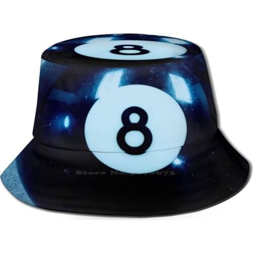8 Bucket Hat Beach Tourism Hats Breathable Sun Cap 8 Eight Number Pool Billiards Eight Ball 8 Ball