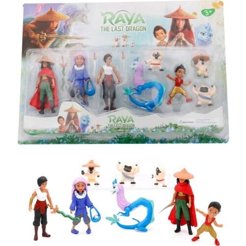 8pcs/Set Disney Raya and The Last Dragon Action Figure Toys PVC Cartoon Raya Princess Sisu Collectiable Model Doll Toy Kids Gift