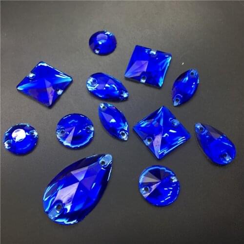 TopStone Sapphire Cobalt Mix Sizes Shapes Resin Sew On Rhinestone Flat back Acrylic Gems Strass Crystal and Stones For Dress