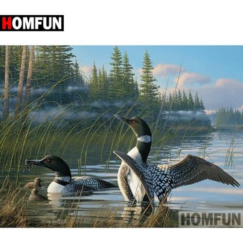 HOMFUN 5D DIY Diamond Painting Full Square/Round Drill "Animal swan"3D Embroidery Cross Stitch gift Home Decor A00264