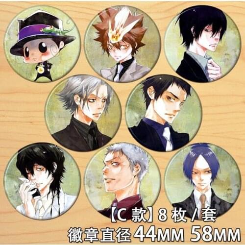 Anime HITMAN REBORN! Sawada Tsunayoshi Lambo Sasagawa Ryohei Figure 5663 Badge Round Brooch Pin Gifts Kids Collection Toy