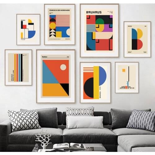 Bauhaus Minimalist Abstract Geometry Color Block Wall Art Canvas Painting Posters And Prints Living Room Nordic Style Decor