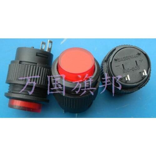 Free Delivery. Circular diameter 16 mm button round red with no lock switch R16-503 3 a